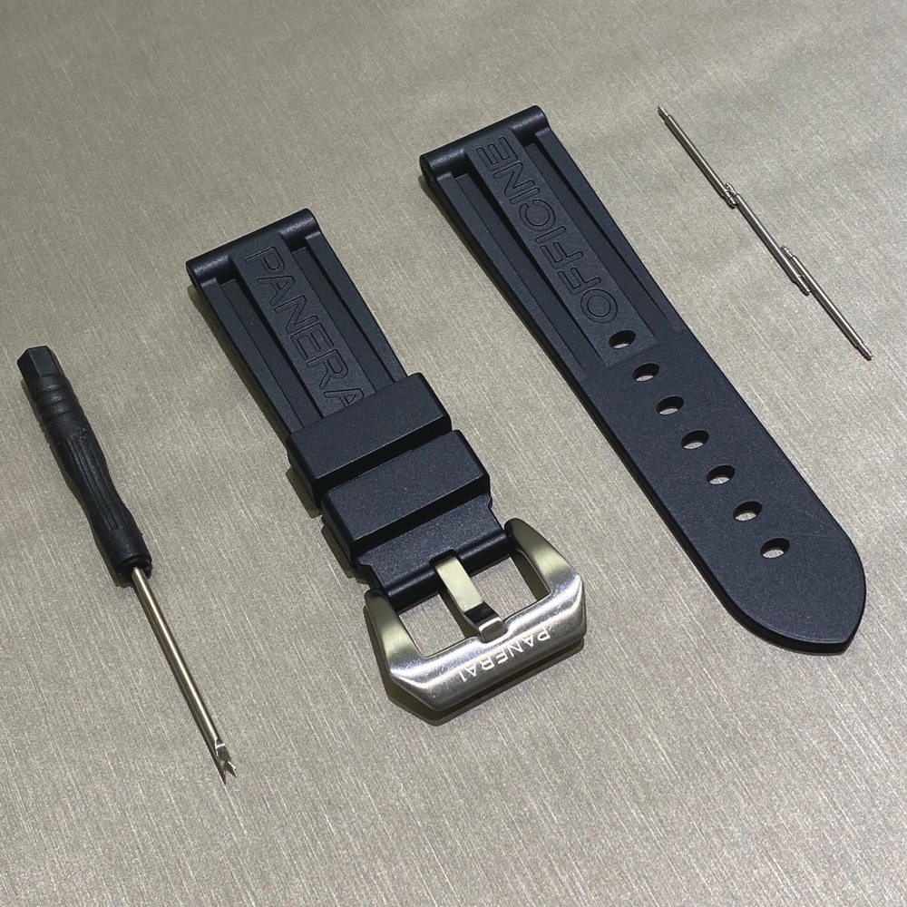 NEW Panerai Rubber Strap 24mm W/ Buckle & Extra Rods In Black